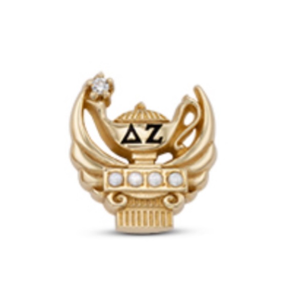 Delta Zeta Badge with Tiffany Diamond, 10K - Picture 1 of 4
